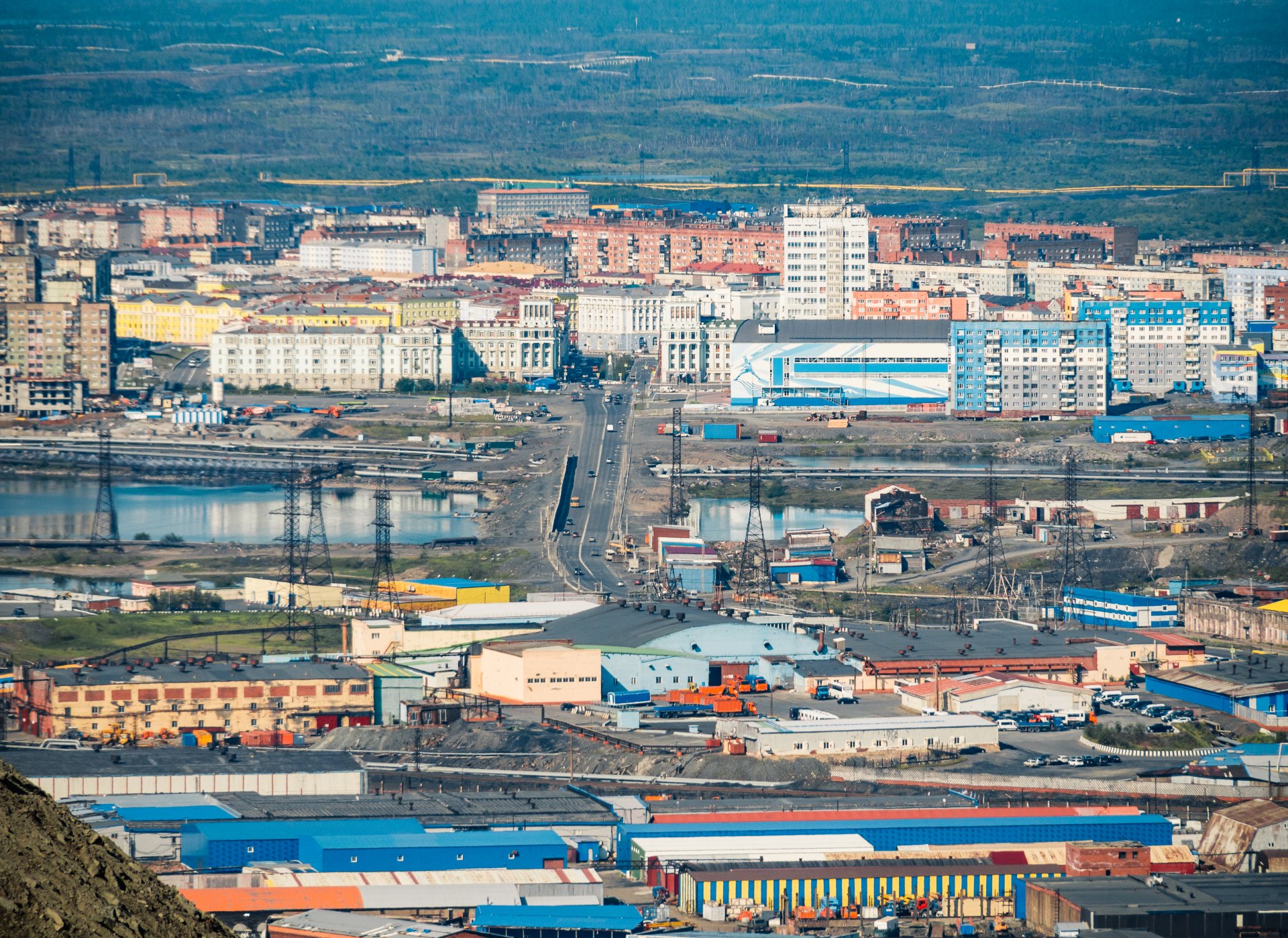 View of Norilsk from the Medvezhy Ruchey quarry.