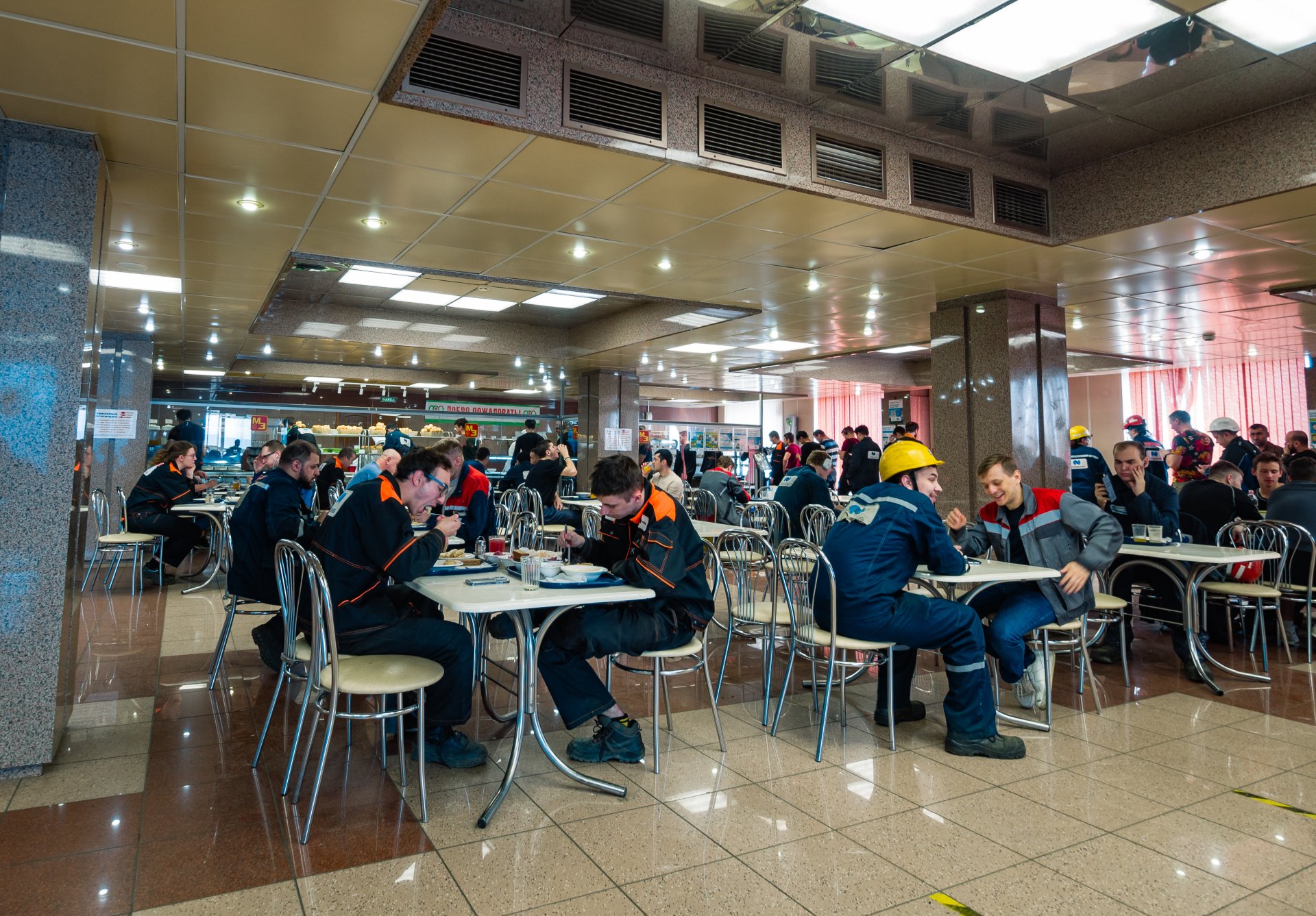 The Dining Room Of The Copper Plant. The work at the factory does not stop for a minute.