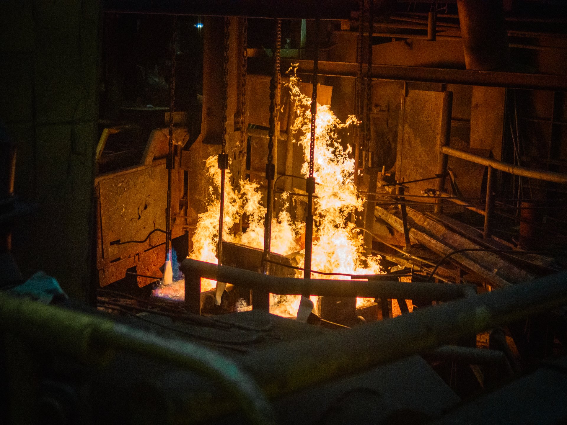 The work of one of the blast furnaces.