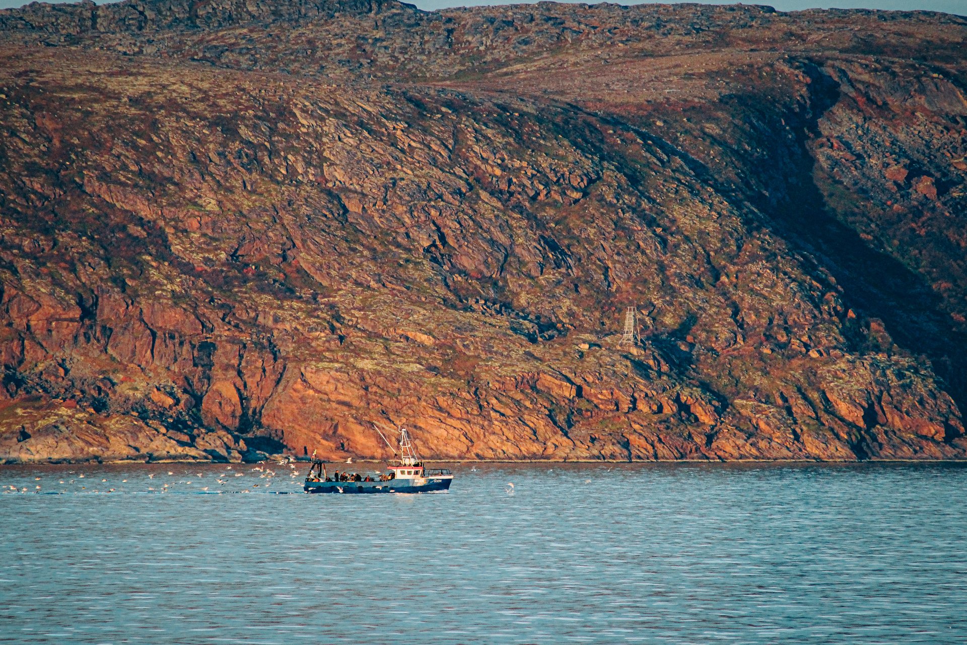 Fishing trawler in the waters of the Barents Sea.