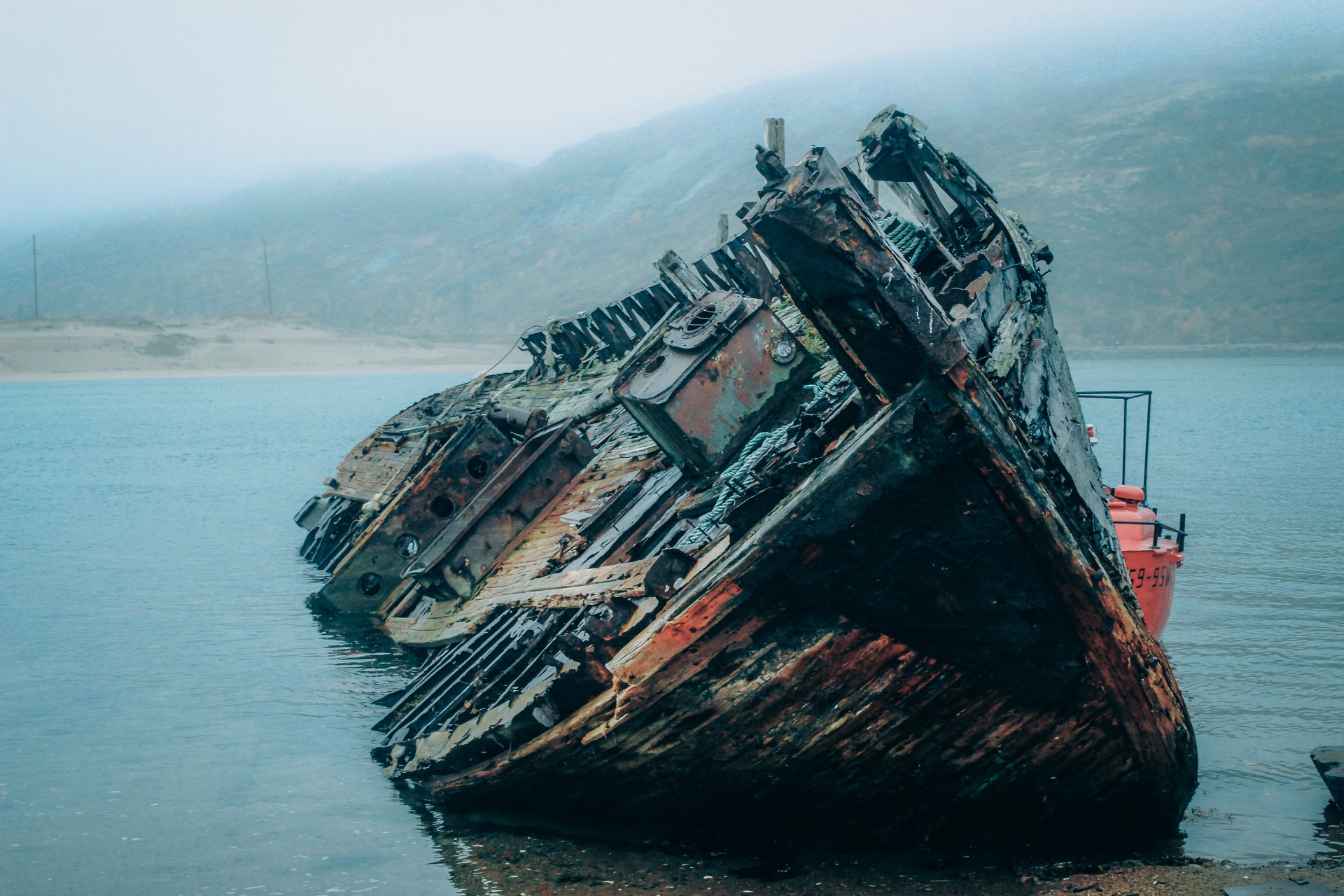 Cemetery of old fishing ships.
