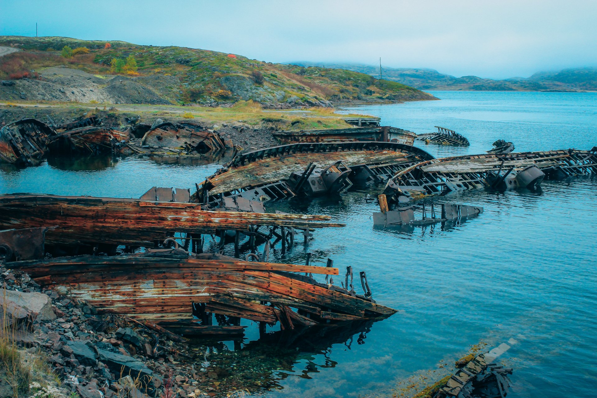 Cemetery of old fishing ships.