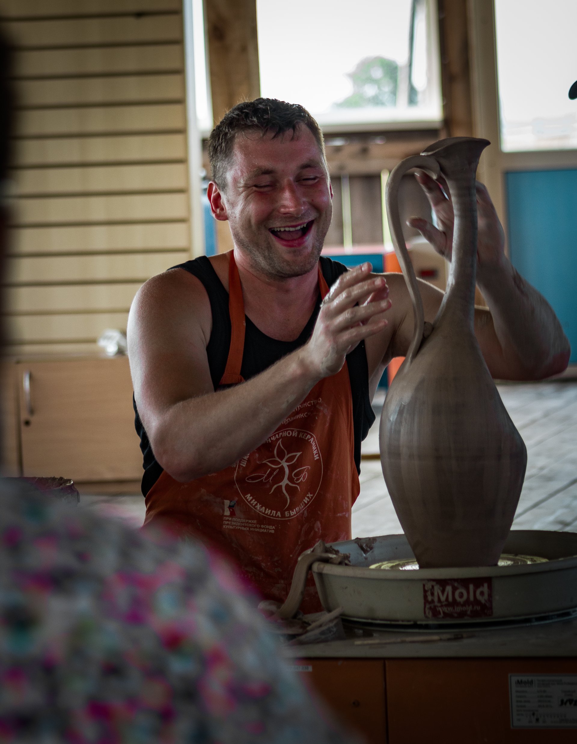 Mikhail professionally teaches people this ancient craft in his own school of pottery.