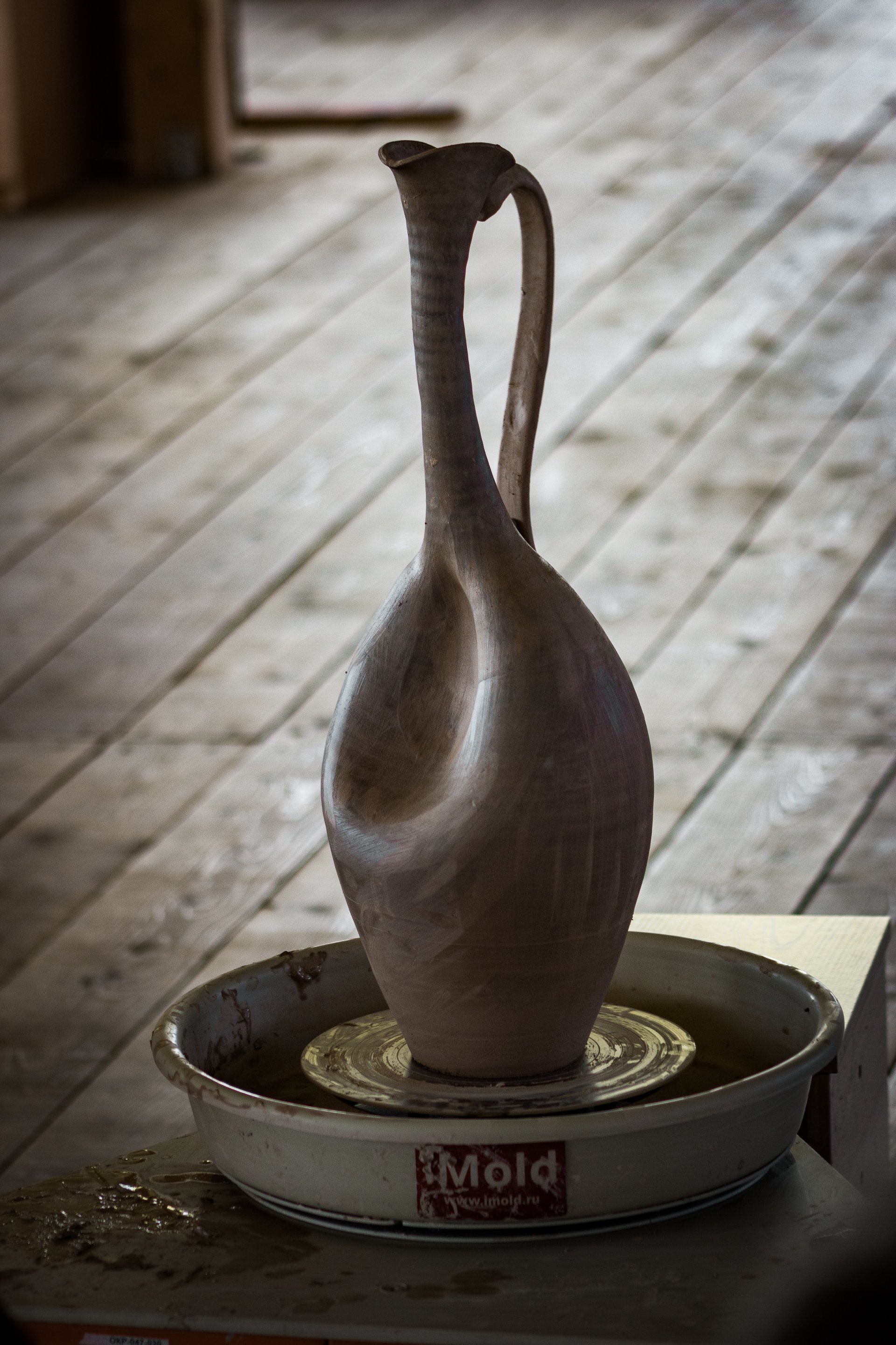 A blank that will later turn into a vase.