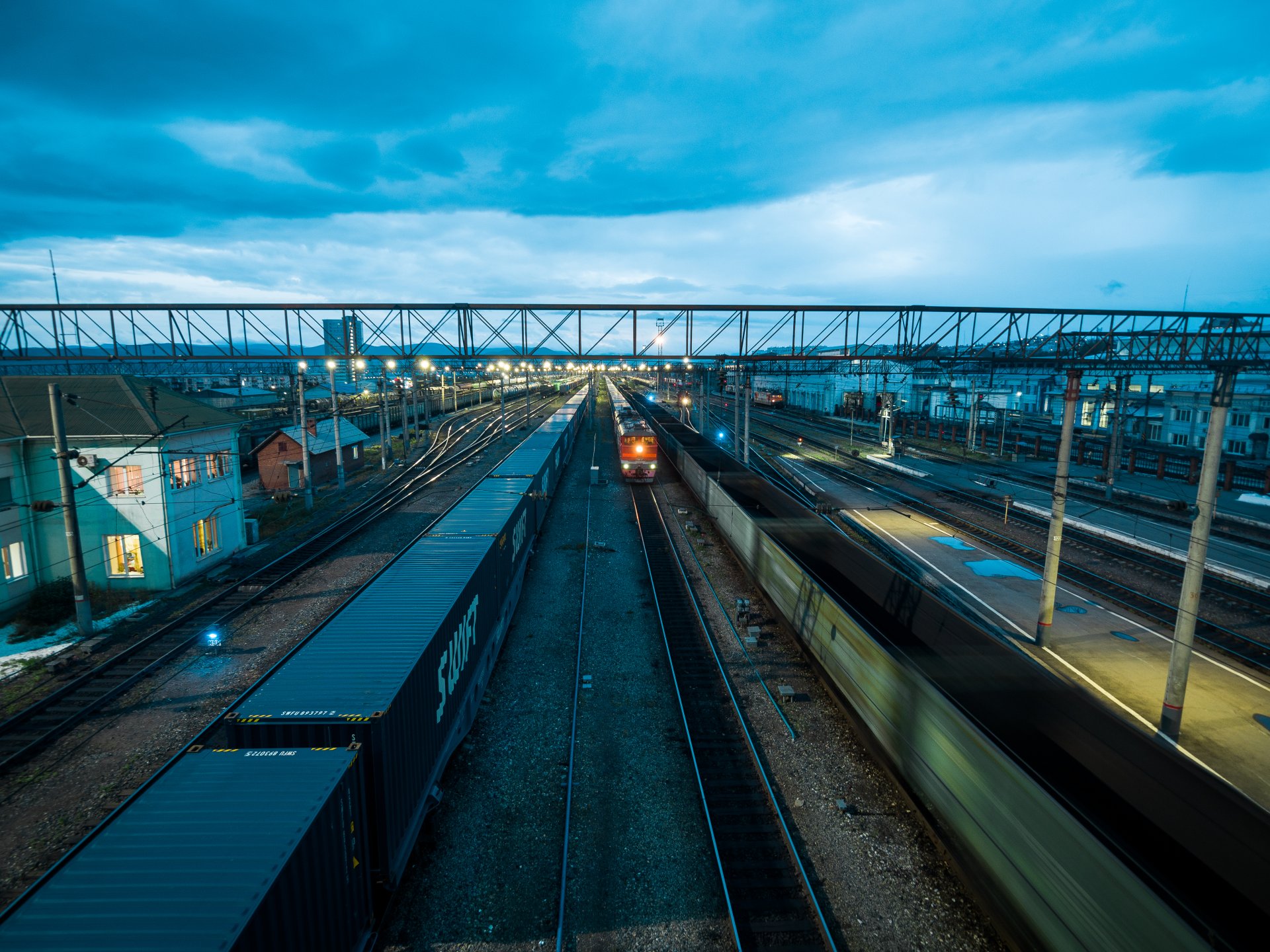 View from the bridge to the Ulan-Ude Railway Station.