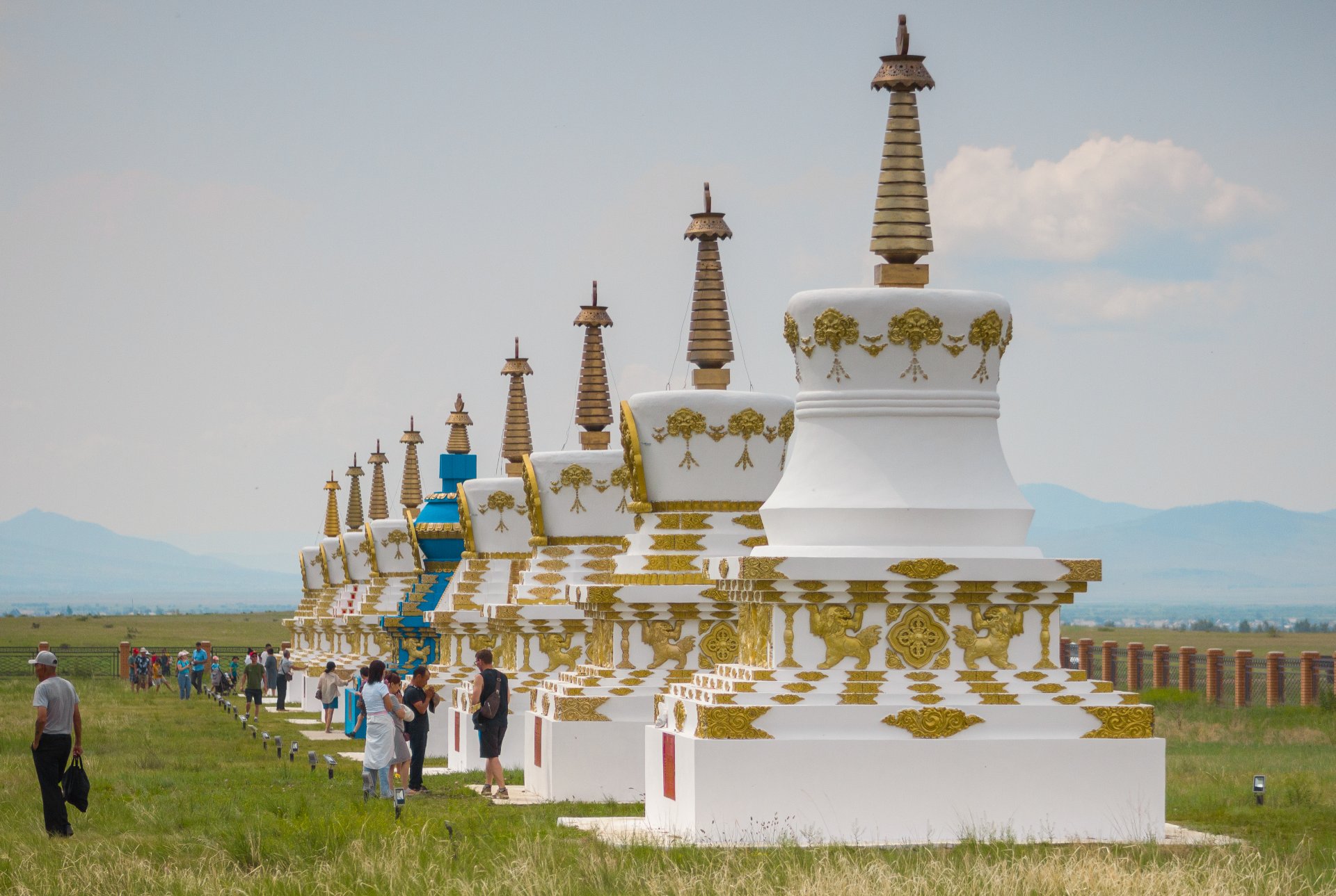 Each of the stupas traditionally symbolizes the great deeds of Buddha Shakyamuni. From birth, gaining wisdom, achieving enlightenment.