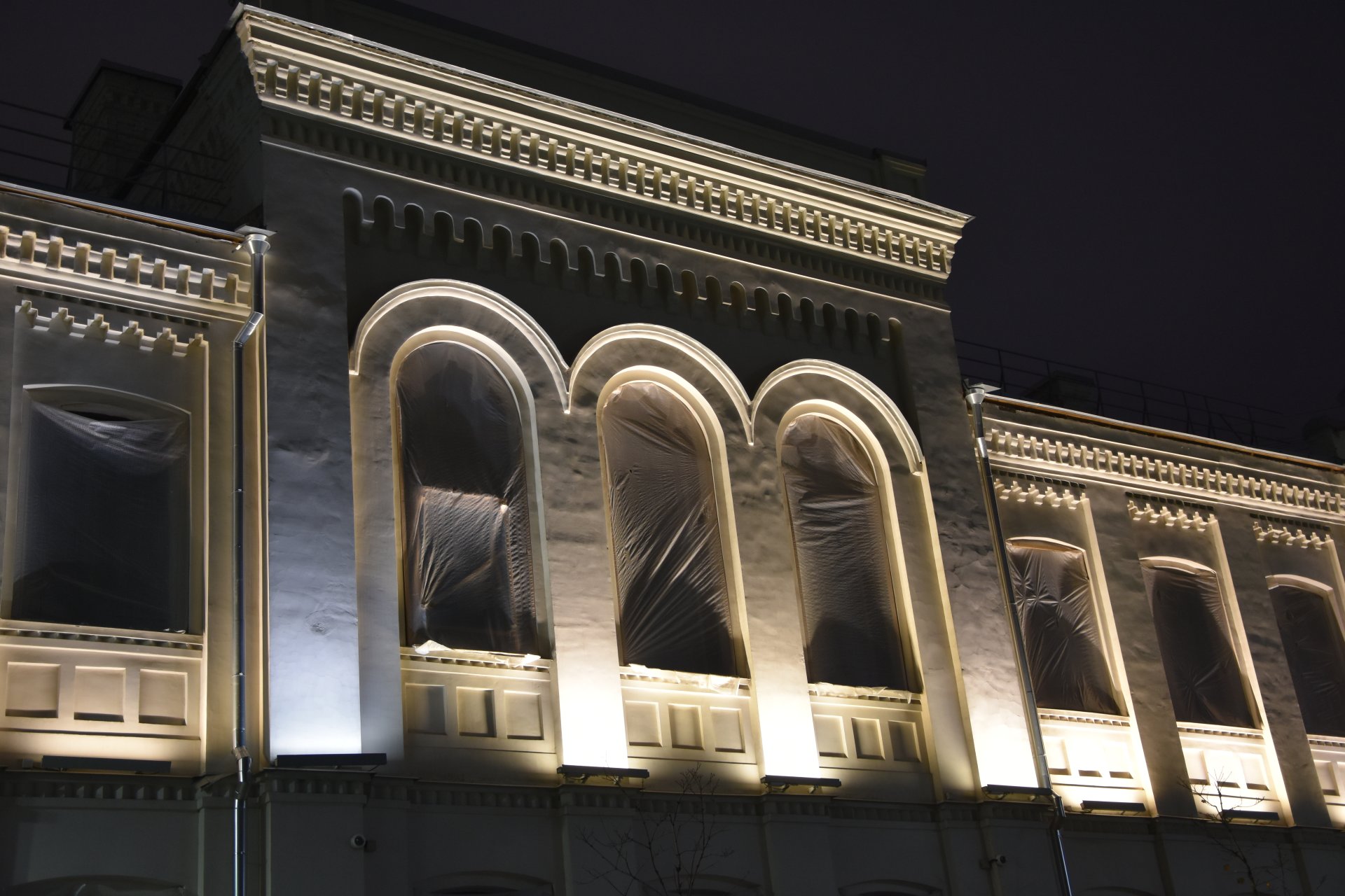 A building in renovation on Bolshaya Ordynka street, Moscow, 2023
