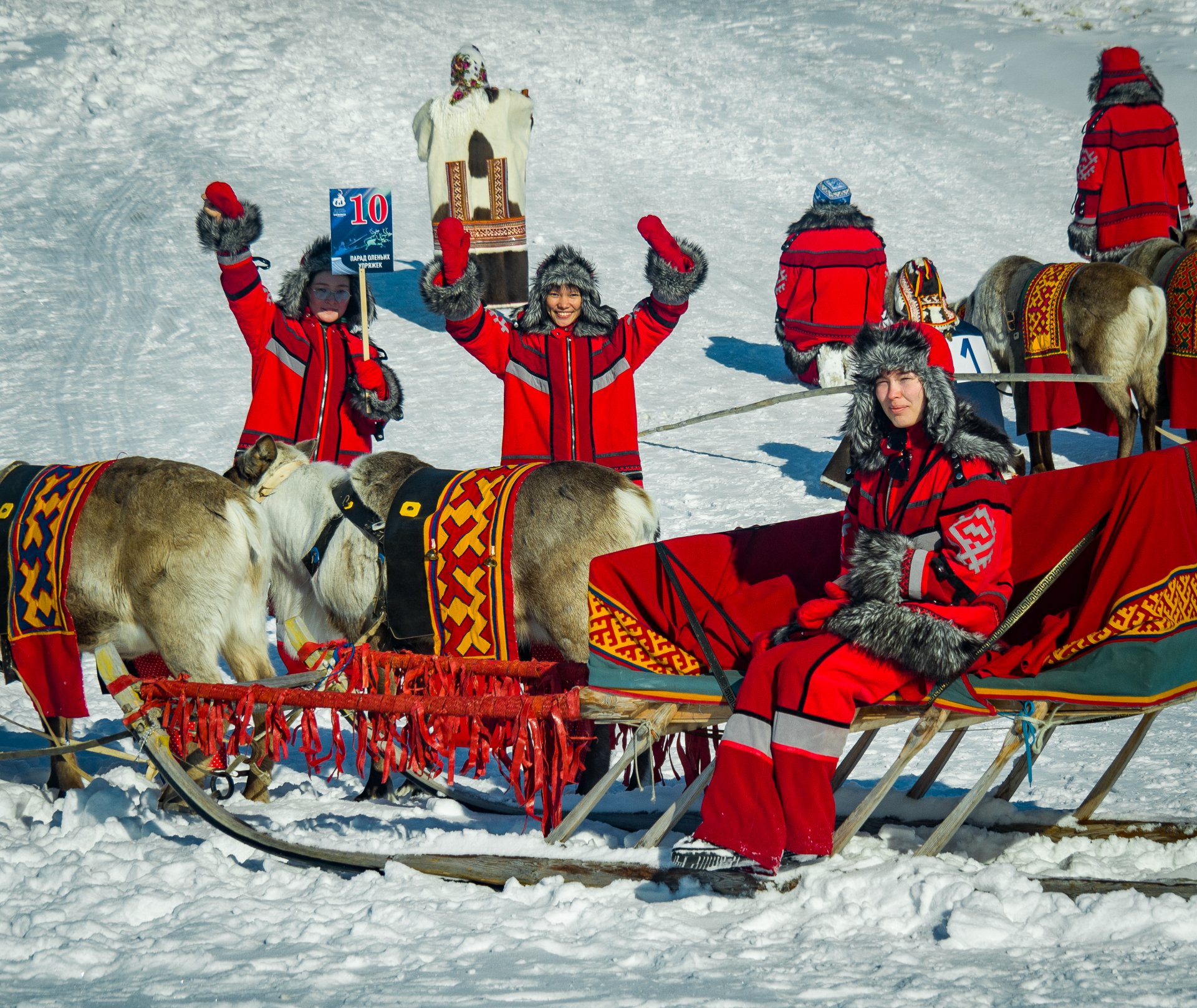 Participants in the contest for the most beautiful reindeer team.