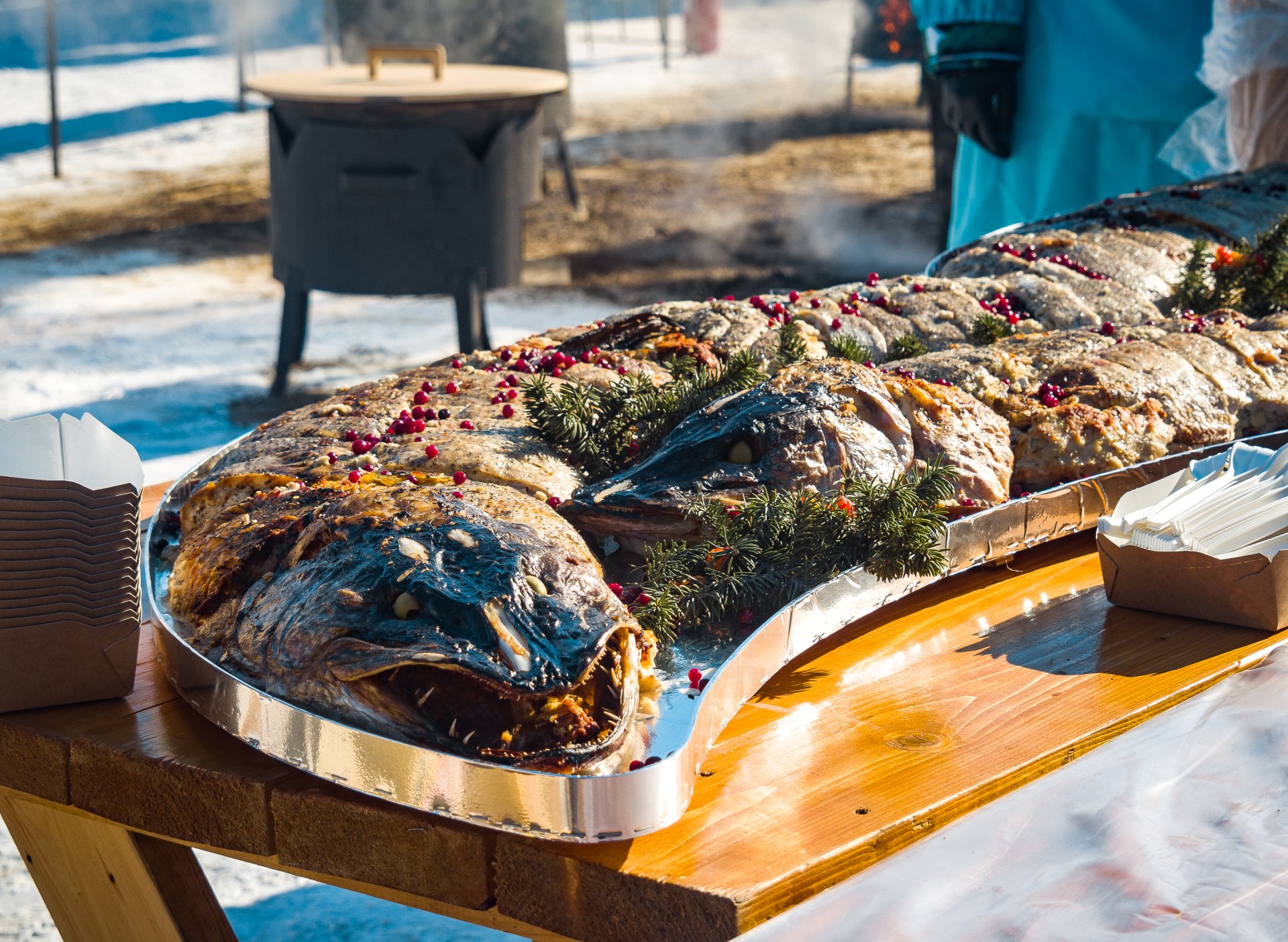 A giant two-meter stuffed pike – another decoration prepared during the festival.
