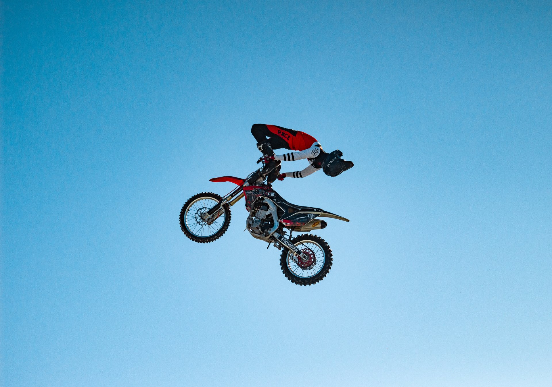Jumps and stunts on motorcycles and snowmobiles are one of the spectacular parts of the festival.