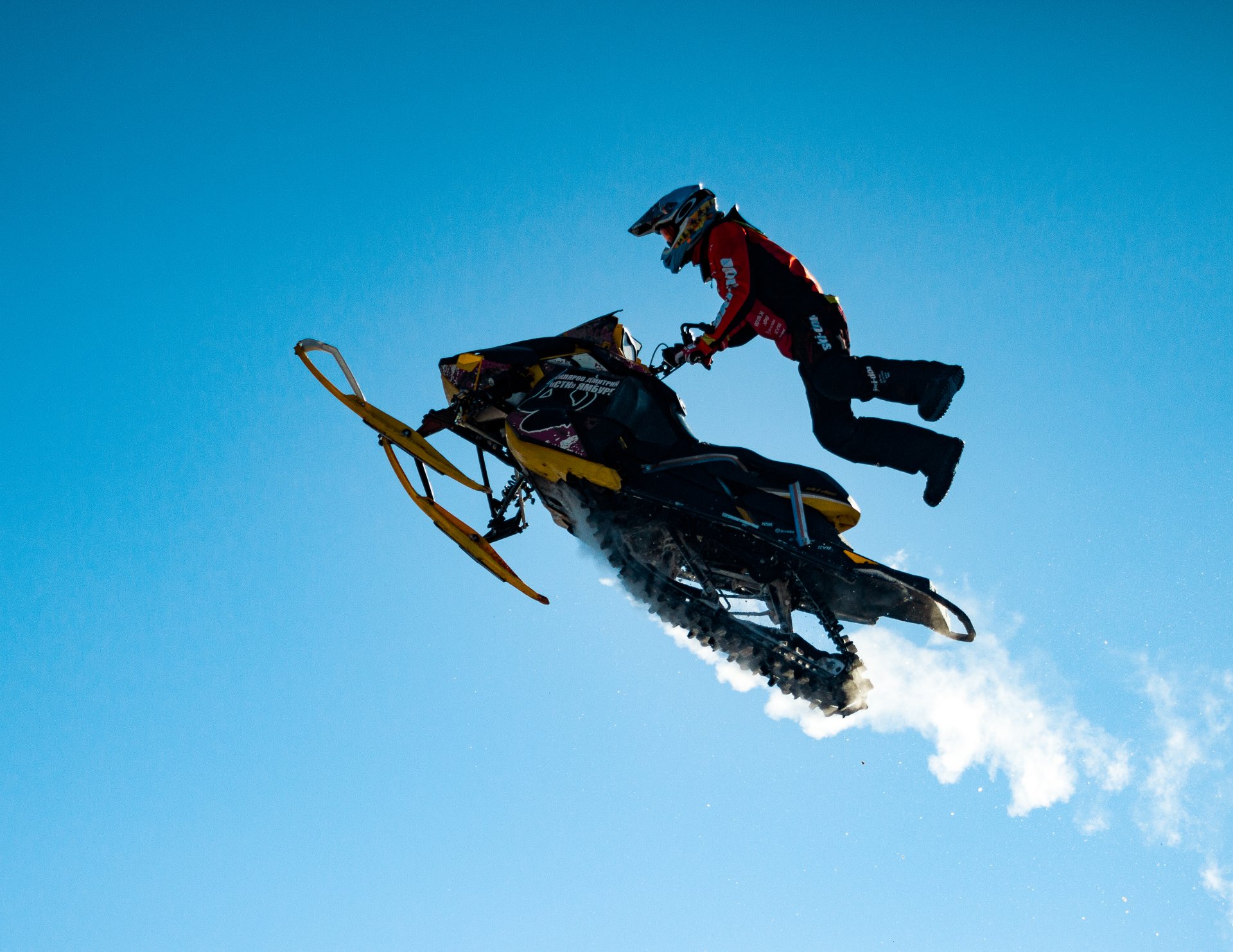 Jumps and stunts on motorcycles and snowmobiles are one of the spectacular parts of the festival.