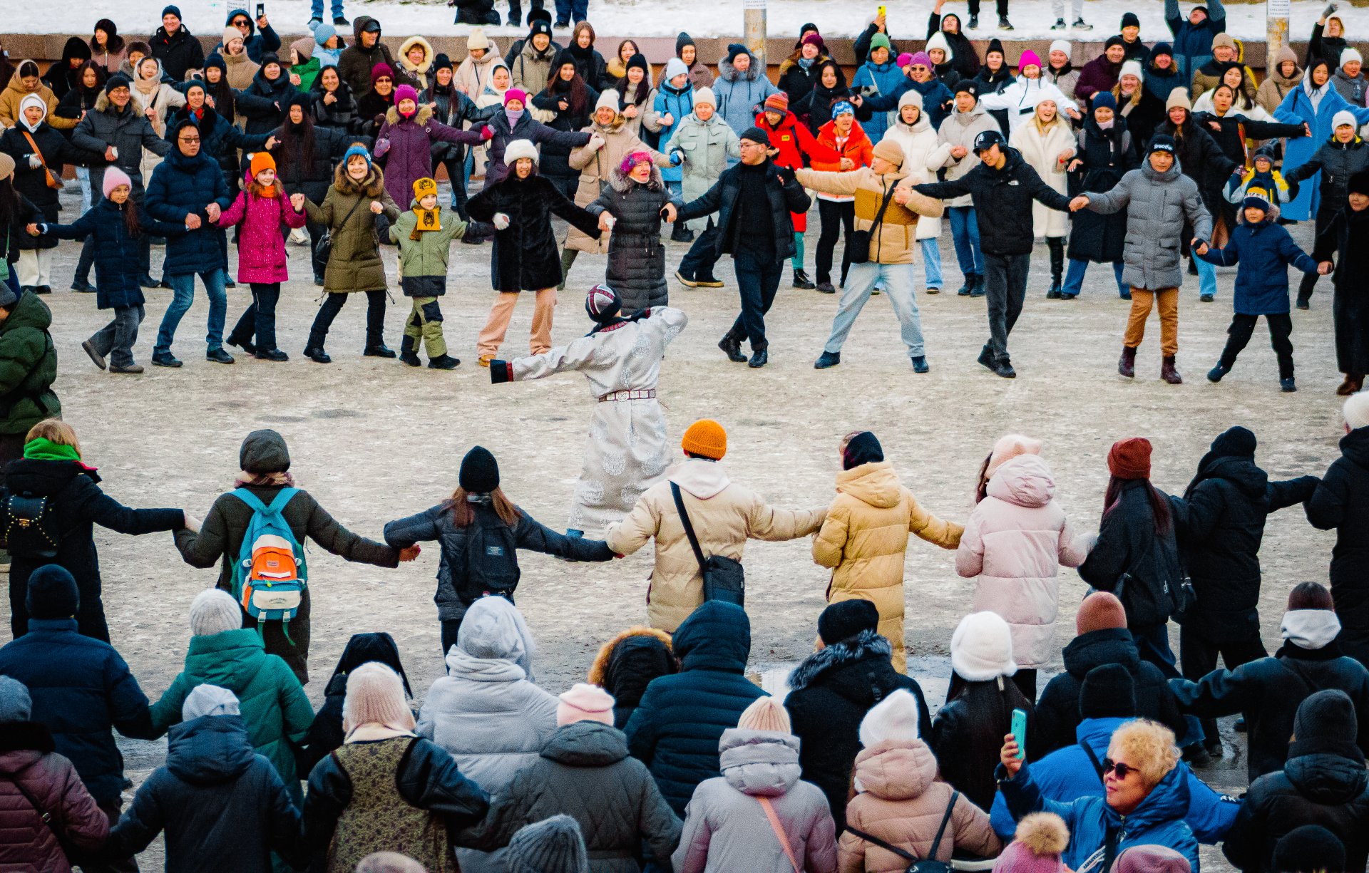 Irkutsk residents dance the national Buryat dance Yekhor.