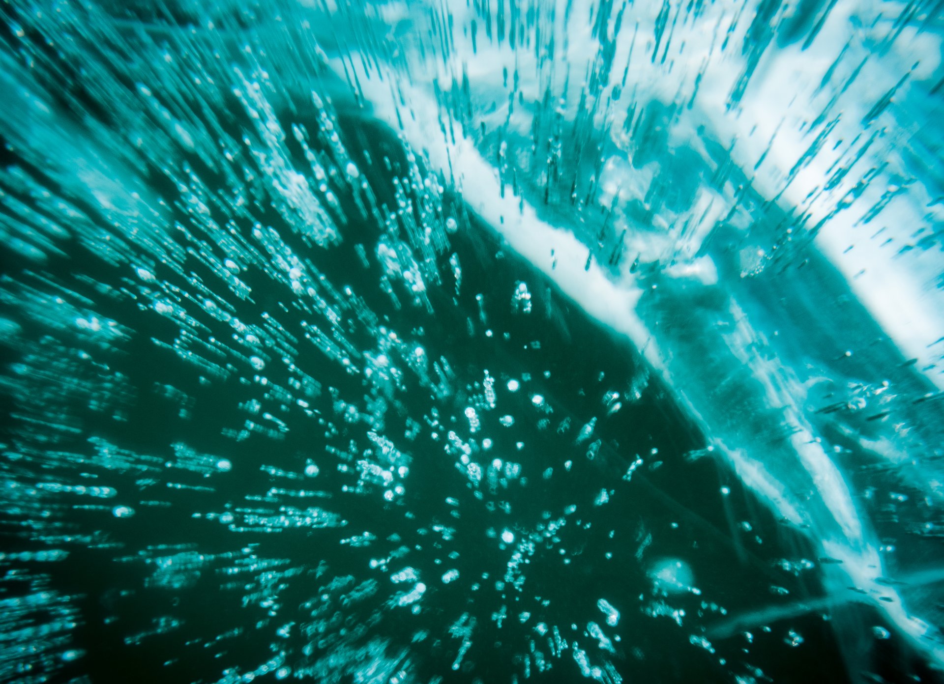 In February-March, the ice thickness of Lake Baikal can be one meter. During its formation, millions of air bubbles freeze in it.