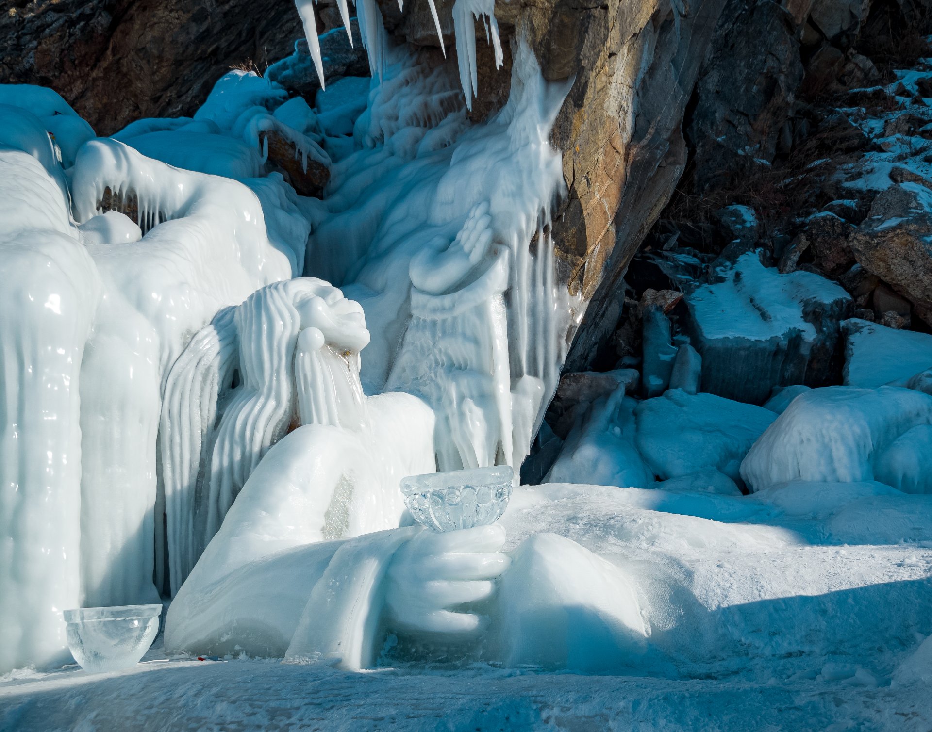 The ice figure of a mythical girl from Buryat legends.