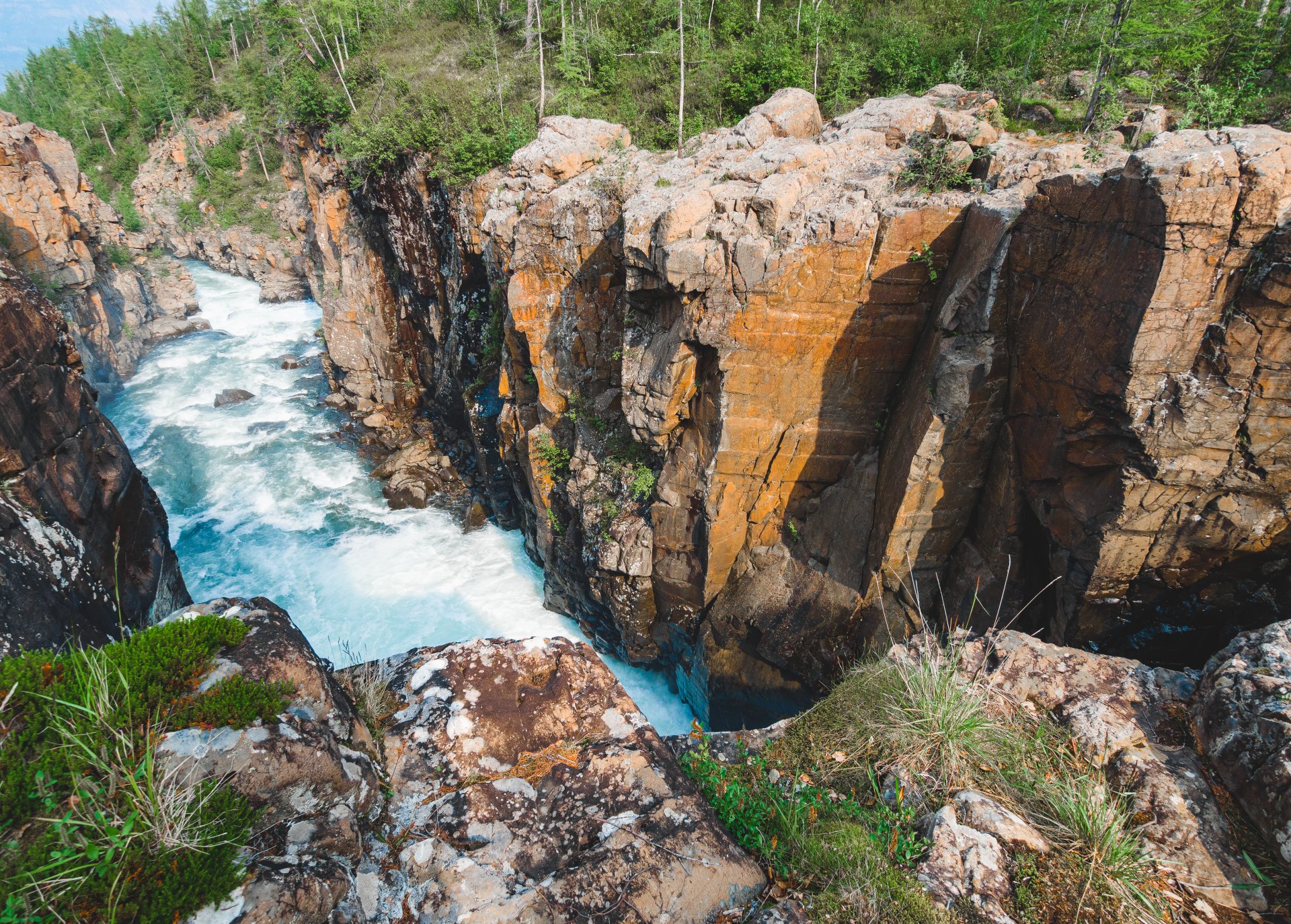 Canyon and waterfall on the Southern Neralakh River.